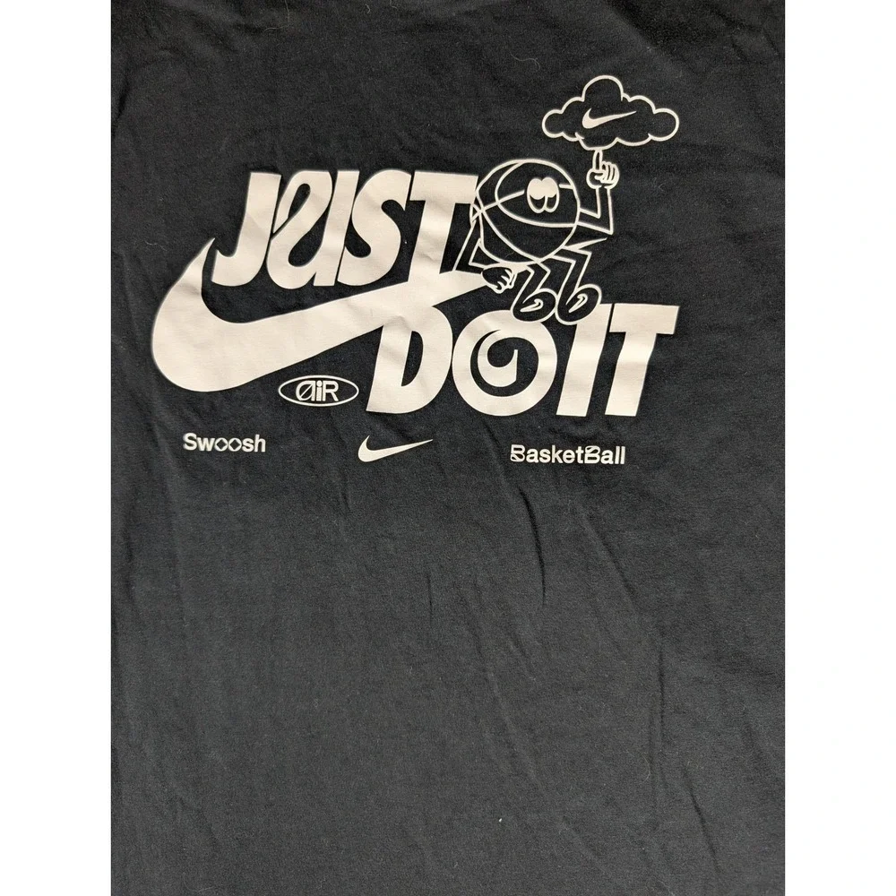 Nike Just Do It Basketball Graphic T-Shirt‎ Black Short Sleeve Swoosh Tee 3535